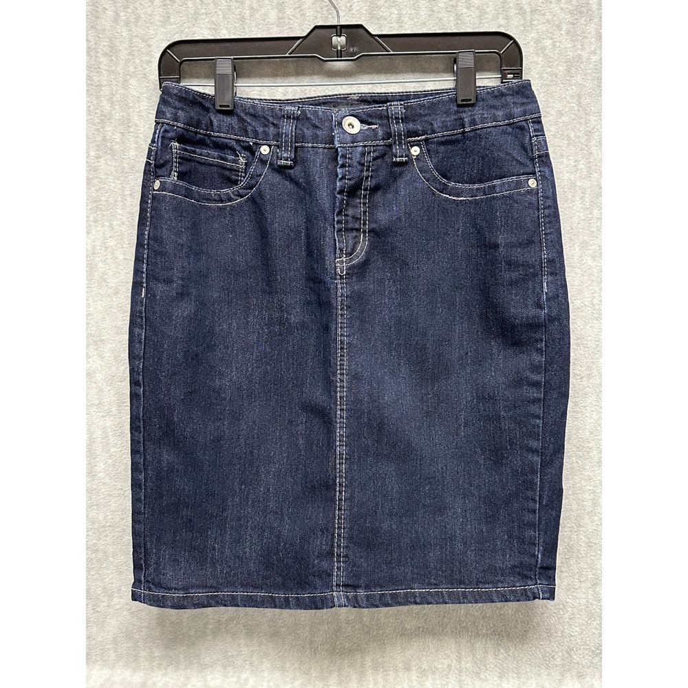 Nine West‎ Jeans Denim Skirt Size 4/27 Dark Wash Indigo Pencil Style